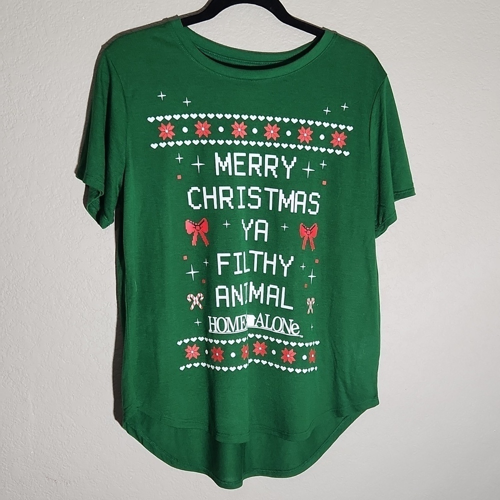 Home Alone Shirt Womens Jr Shirt XXL 19 Merry Christmas Ya Filthy Animal Green